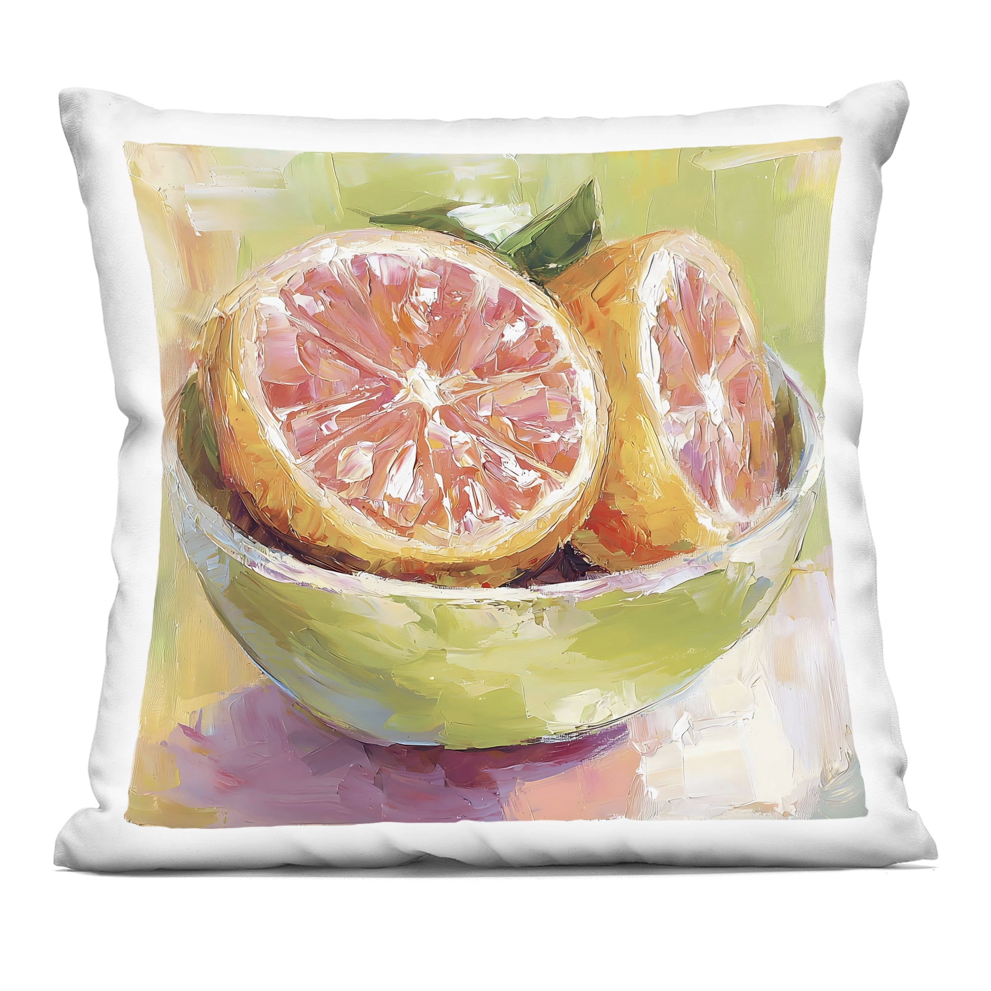 Stupell Industries Sliced Grapefruit in Bowl Decorative Printed Throw Pillow, design by Riley B, 18 x 7 x 18