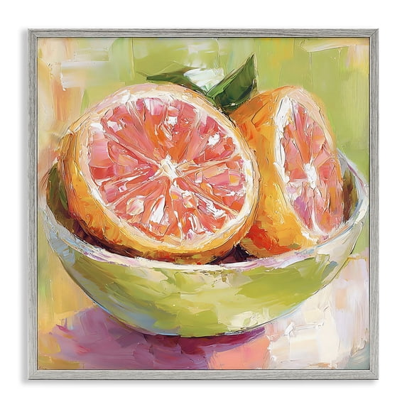 Stupell Industries Modern Sliced Grapefruit in Bowl Gray Framed Giclee Art, 24 x 24, by Riley B