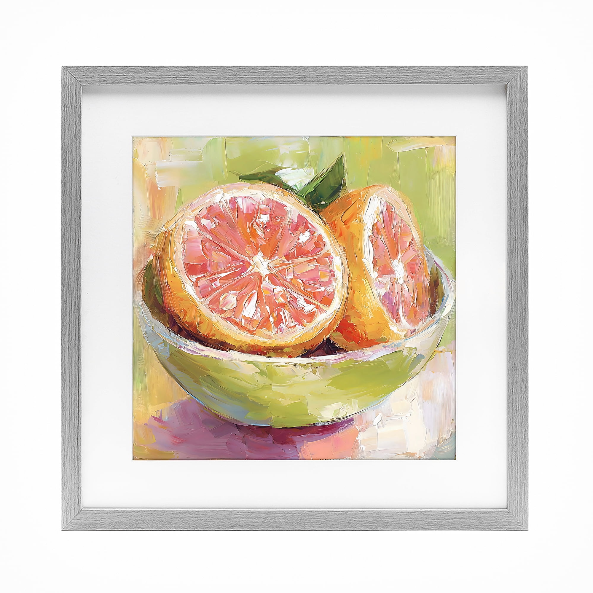 Stupell Industries Sliced Grapefruit in Bowl Gray Framed Print Under Glass, design by Riley B