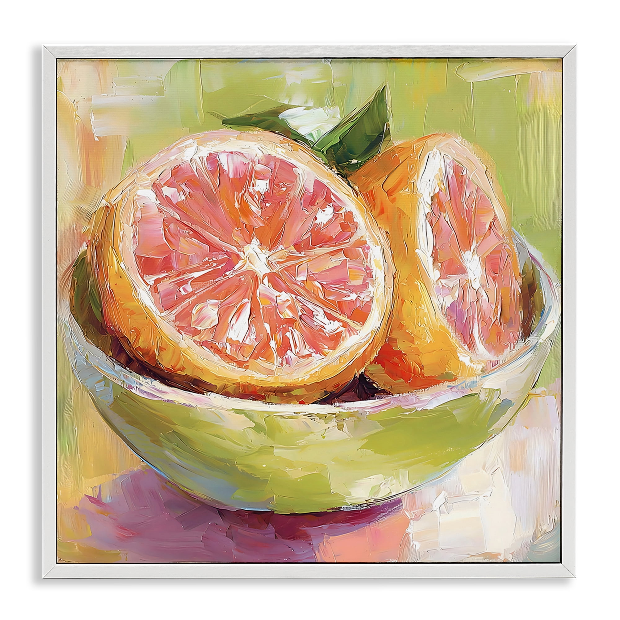 Stupell Industries Sliced Grapefruit in Bowl White Framed Giclee Art, design by Riley B