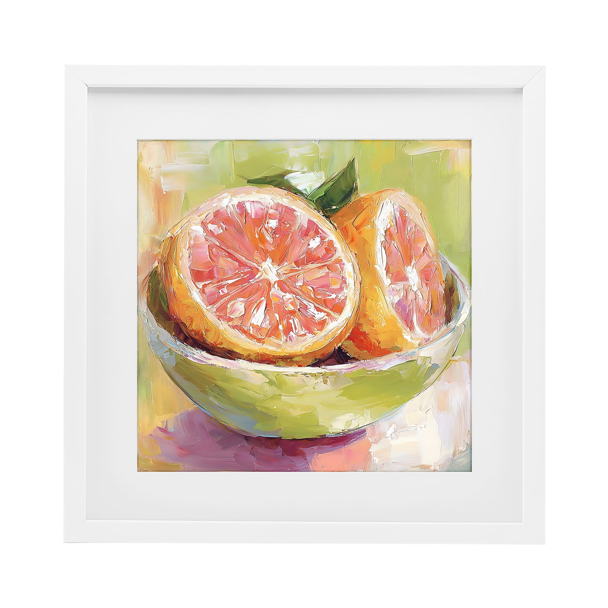 Stupell Industries Sliced Grapefruit in Bowl White Framed Print Under Glass, design by Riley B
