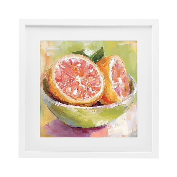 Stupell Industries Modern Sliced Grapefruit in Bowl White Framed Print Under Glass, 13 x 13, by Riley B