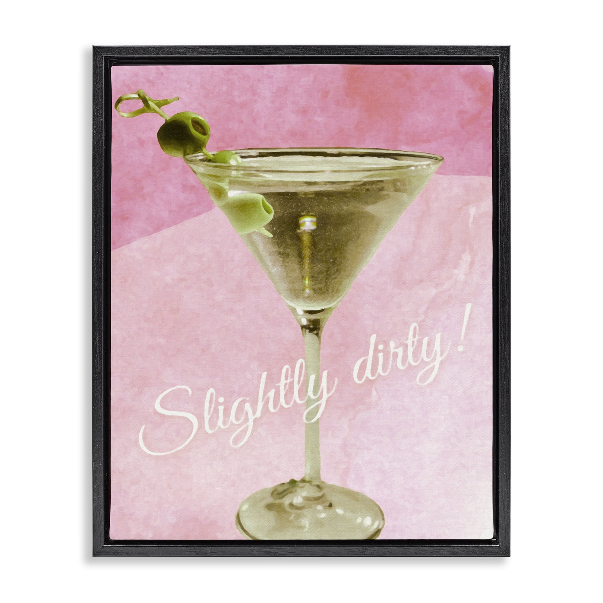 Stupell Industries Slightly Dirty Martini Food & Beverage Painting Black Floater Framed Canvas Art Print Wall Art, 17 x 21