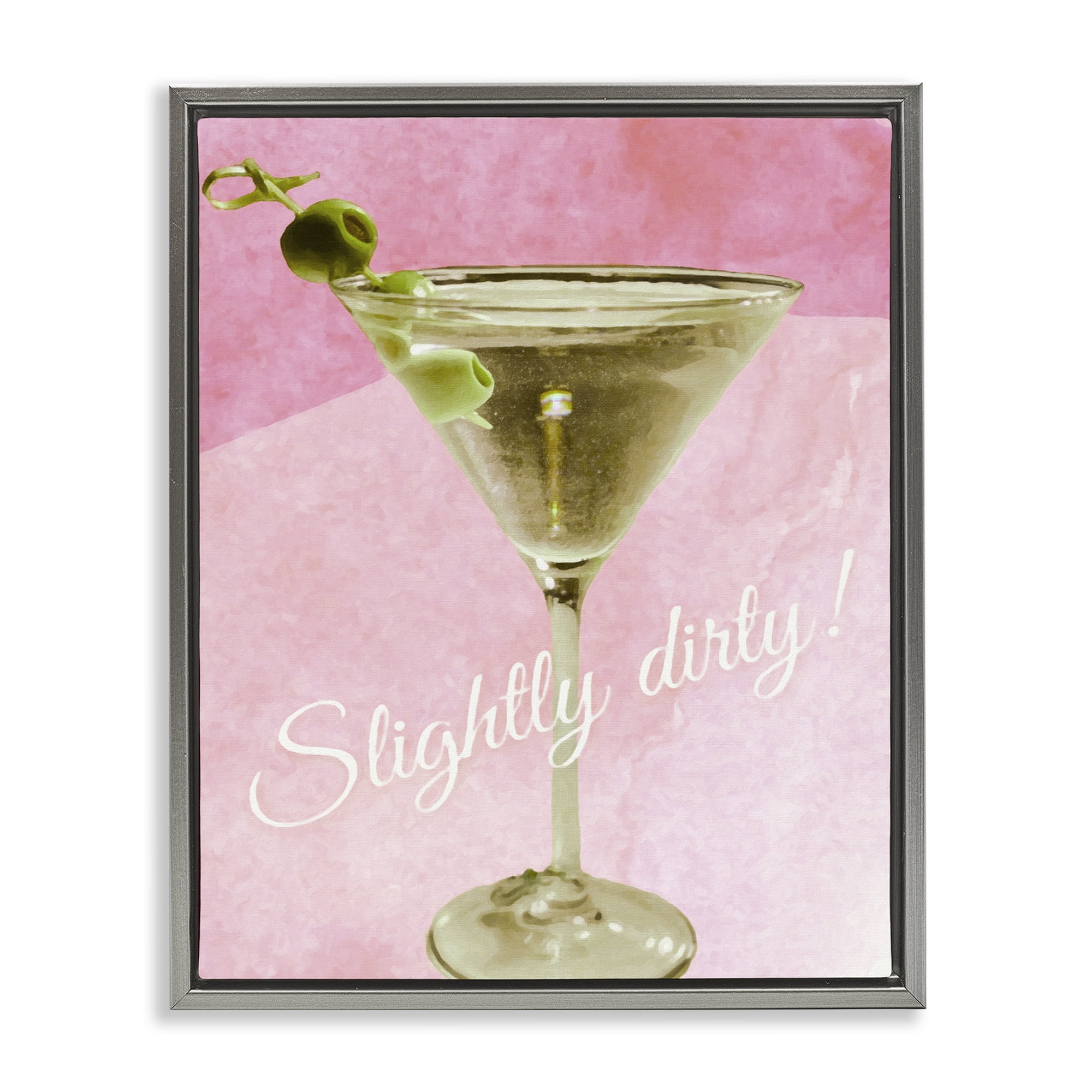 Stupell Industries Slightly Dirty Martini Food & Beverage Painting Gray Floater Framed Canvas Art Print Wall Art, 17 x 21