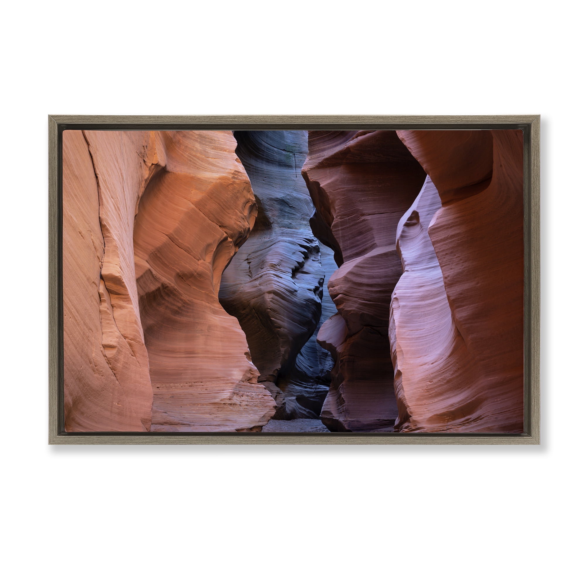 Stupell Industries Slot Canyon View Landscape Photography Brown Floater Framed Art Print Wall Art, 25 x 17