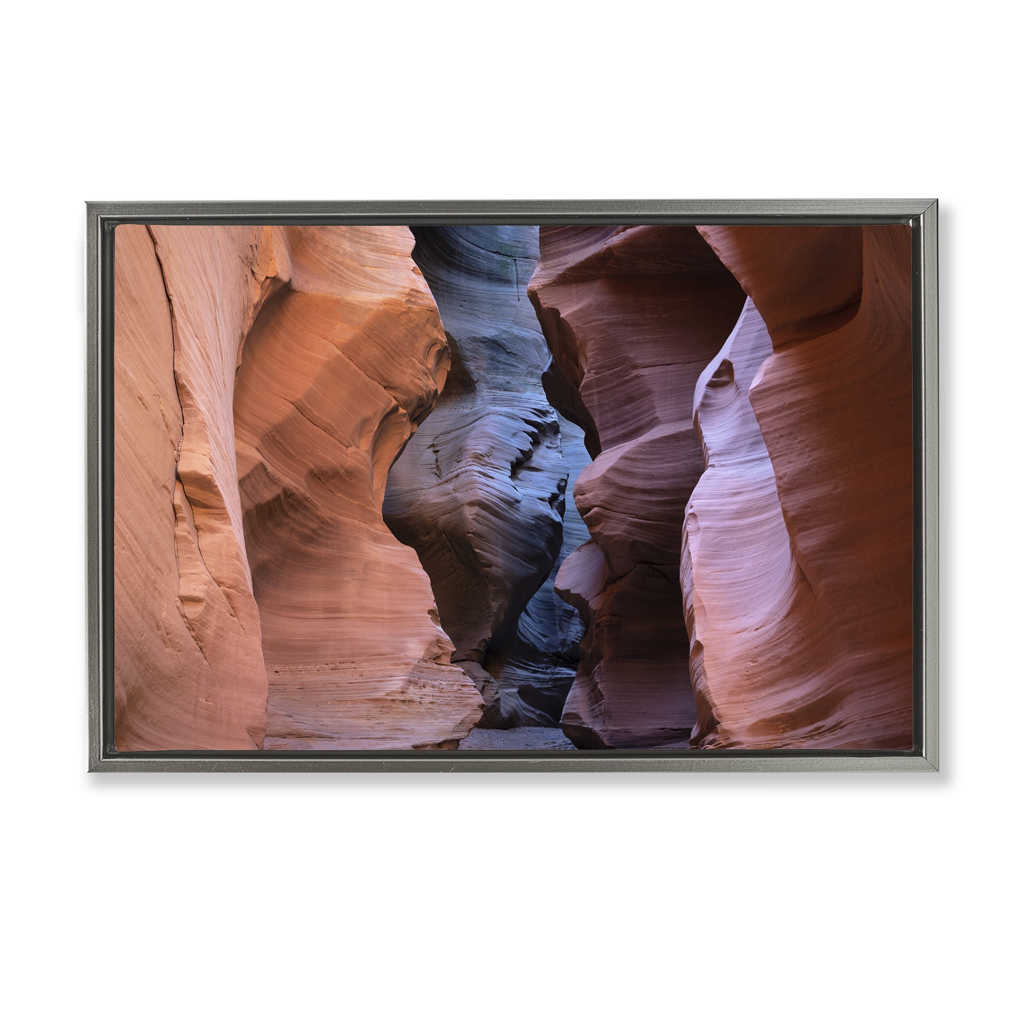 Stupell Industries Slot Canyon View Landscape Photography Gray Floater Framed Art Print Wall Art, 31 x 21