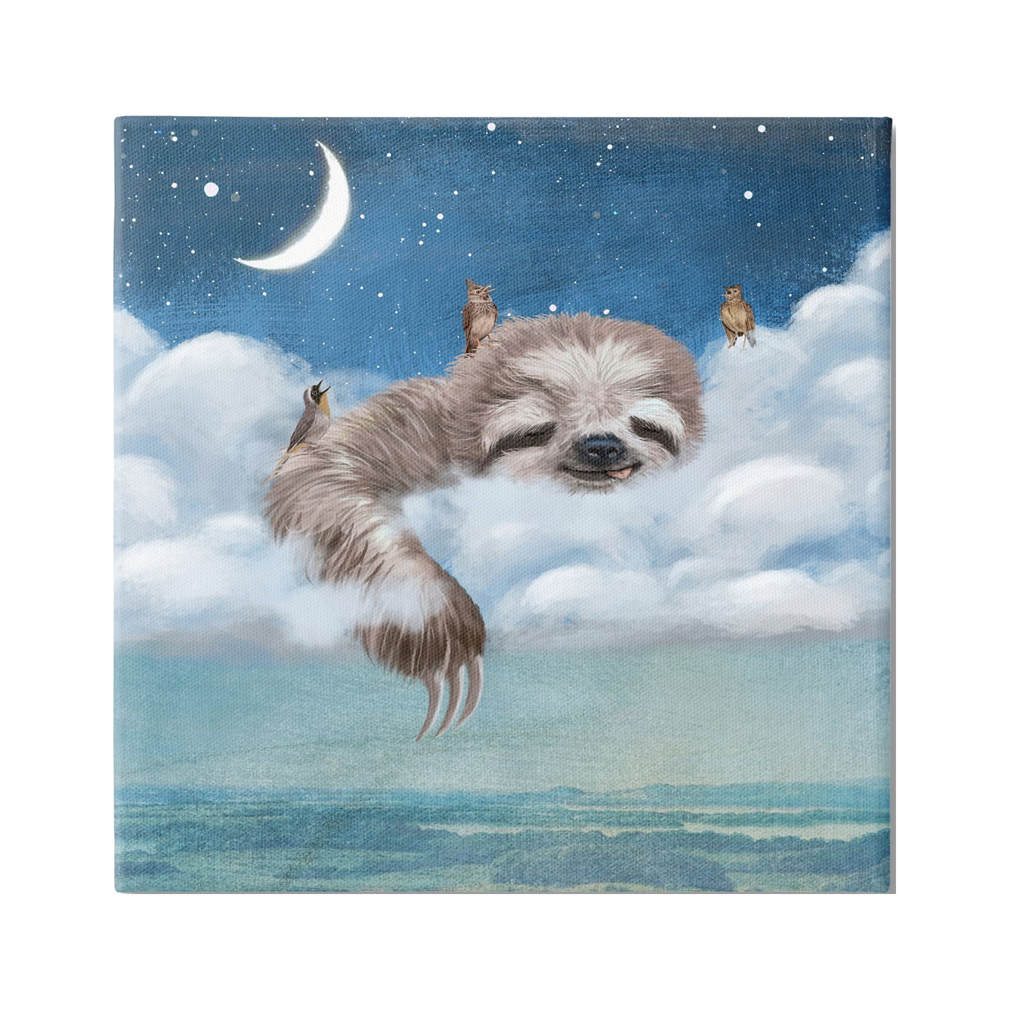 Stupell Industries Sloth Asleep in Clouds Animals & Insects Painting Gallery Wrapped Canvas Art Print Wall Art, 36 x 36