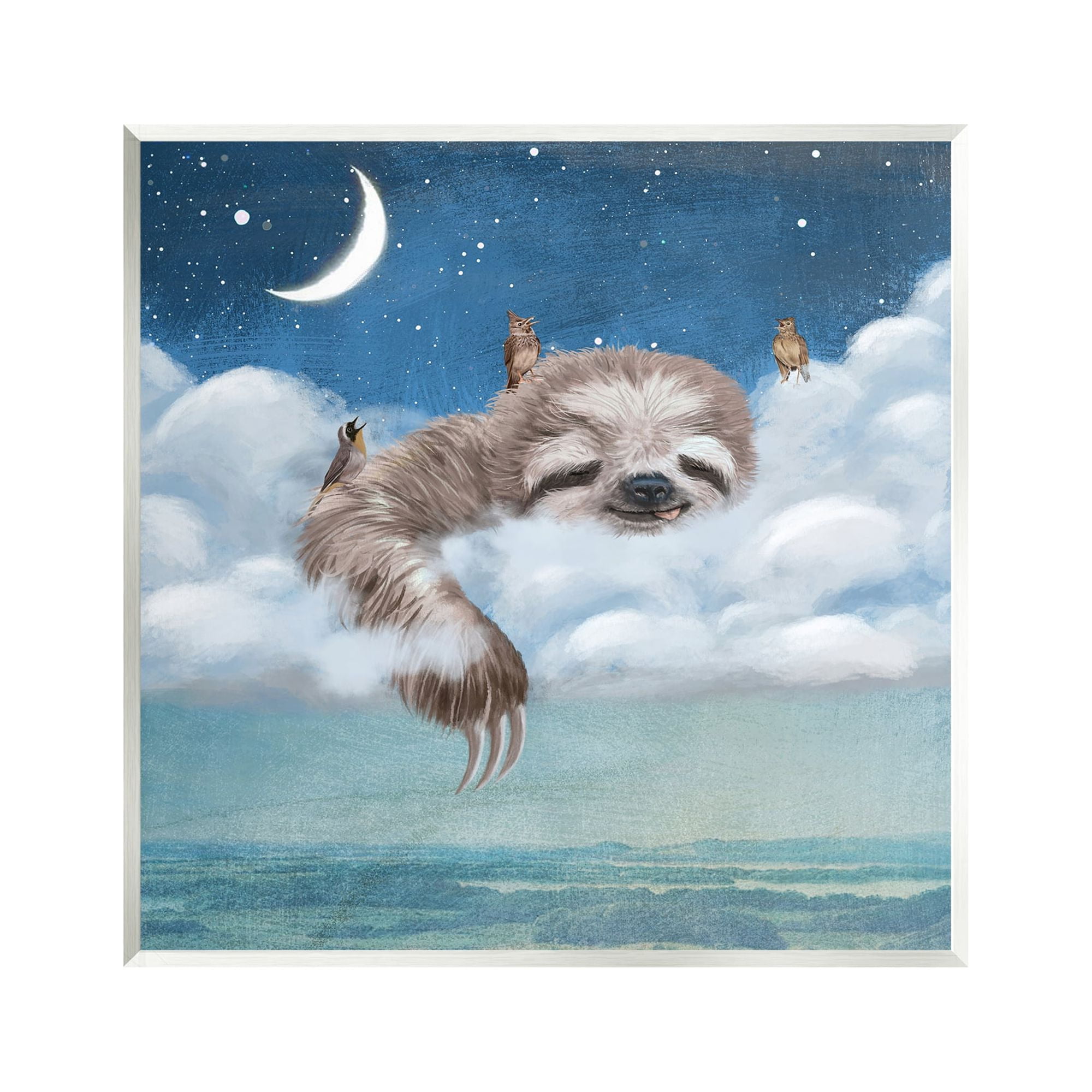 Stupell Industries Sloth Asleep in Clouds Animals & Insects Painting Unframed Art Print Wall Art, 12 x 12