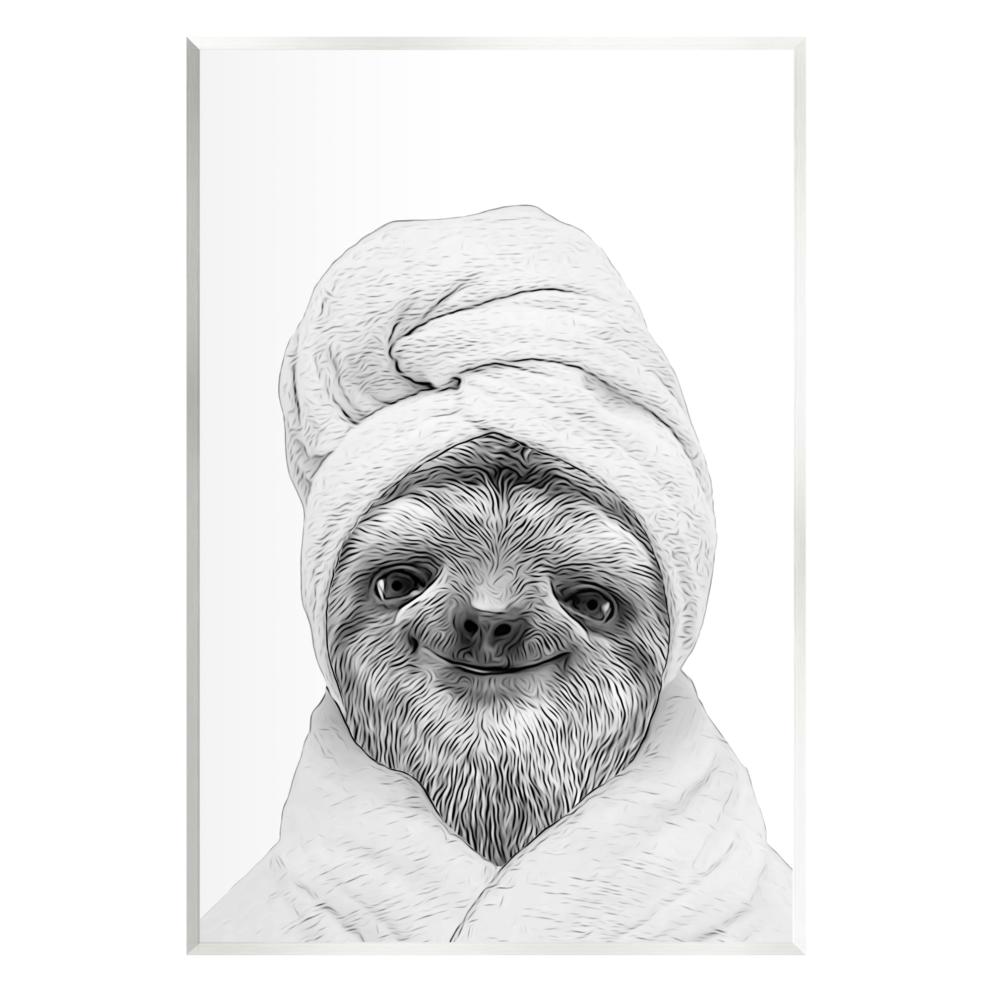 Stupell Industries Sloth In Bathrobe Animal Portrait Animals & Insects Painting Unframed Art Print Wall Art
