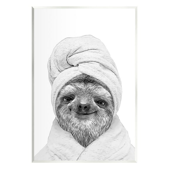 Stupell Industries Sloth In Bathrobe Animal Portrait Animals & Insects Painting Unframed Art Print Wall Art
