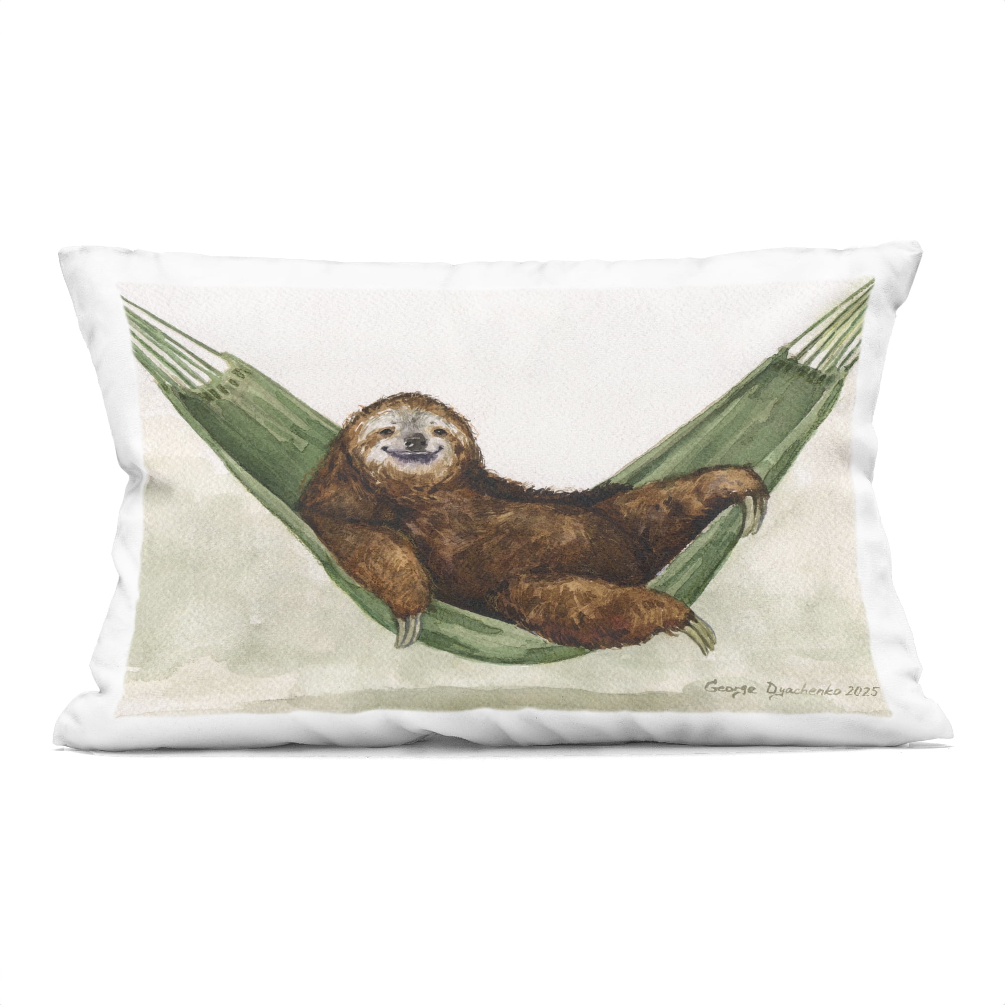 Stupell Industries Sloth On The Hammock Decorative Printed Throw Pillow, design by George Dyachenko, 14 x 7 x 20