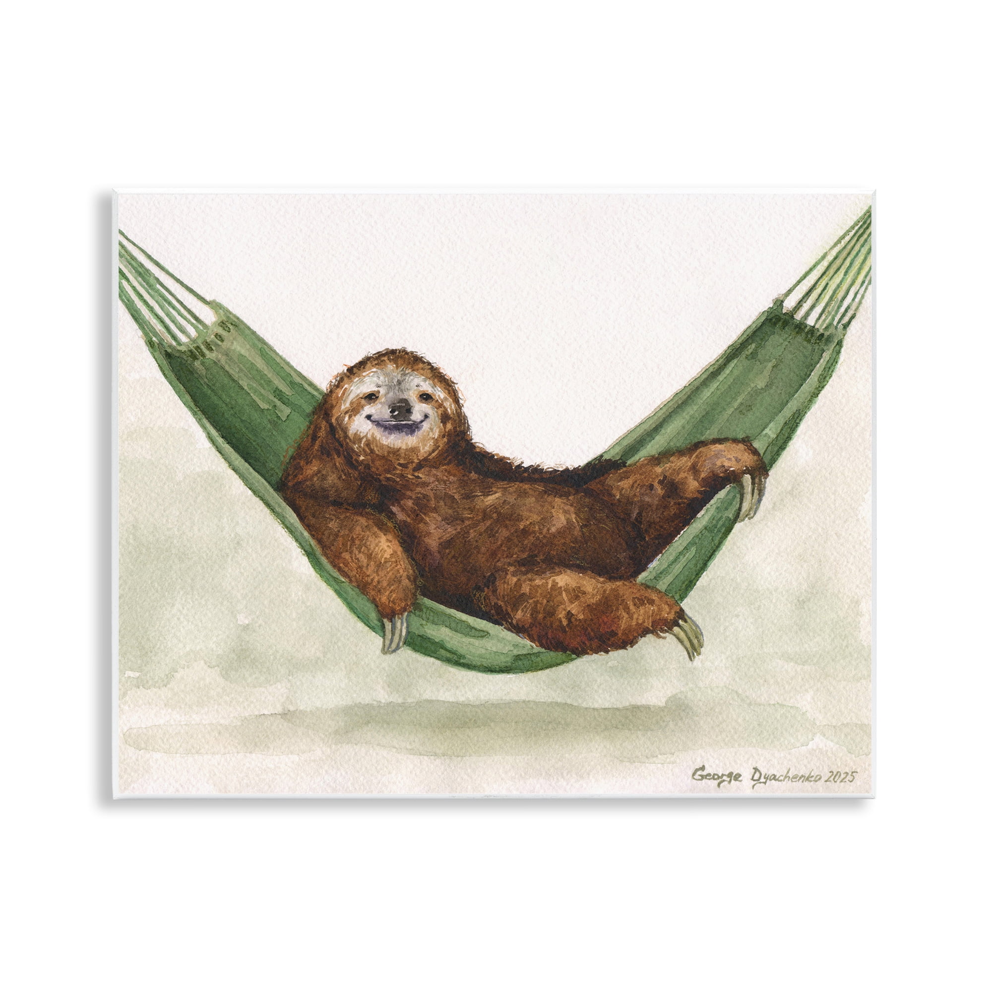 Stupell Industries Sloth On The Hammock Wall Plaque Art, design by George Dyachenko