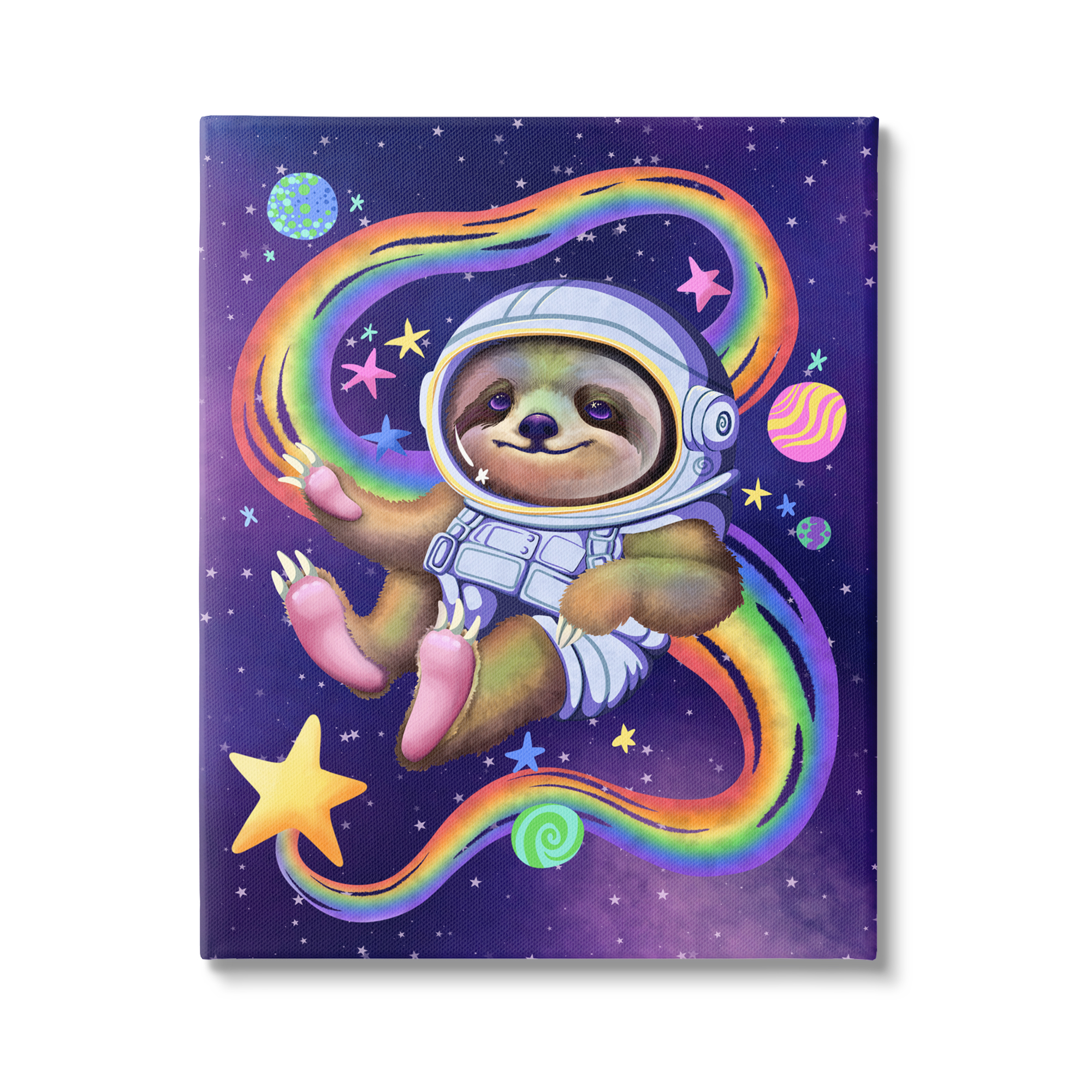 Stupell Industries Sloth in Outer Space Animals & Insects Painting Gallery Wrapped Canvas Art Print Wall Art, 30 x 40