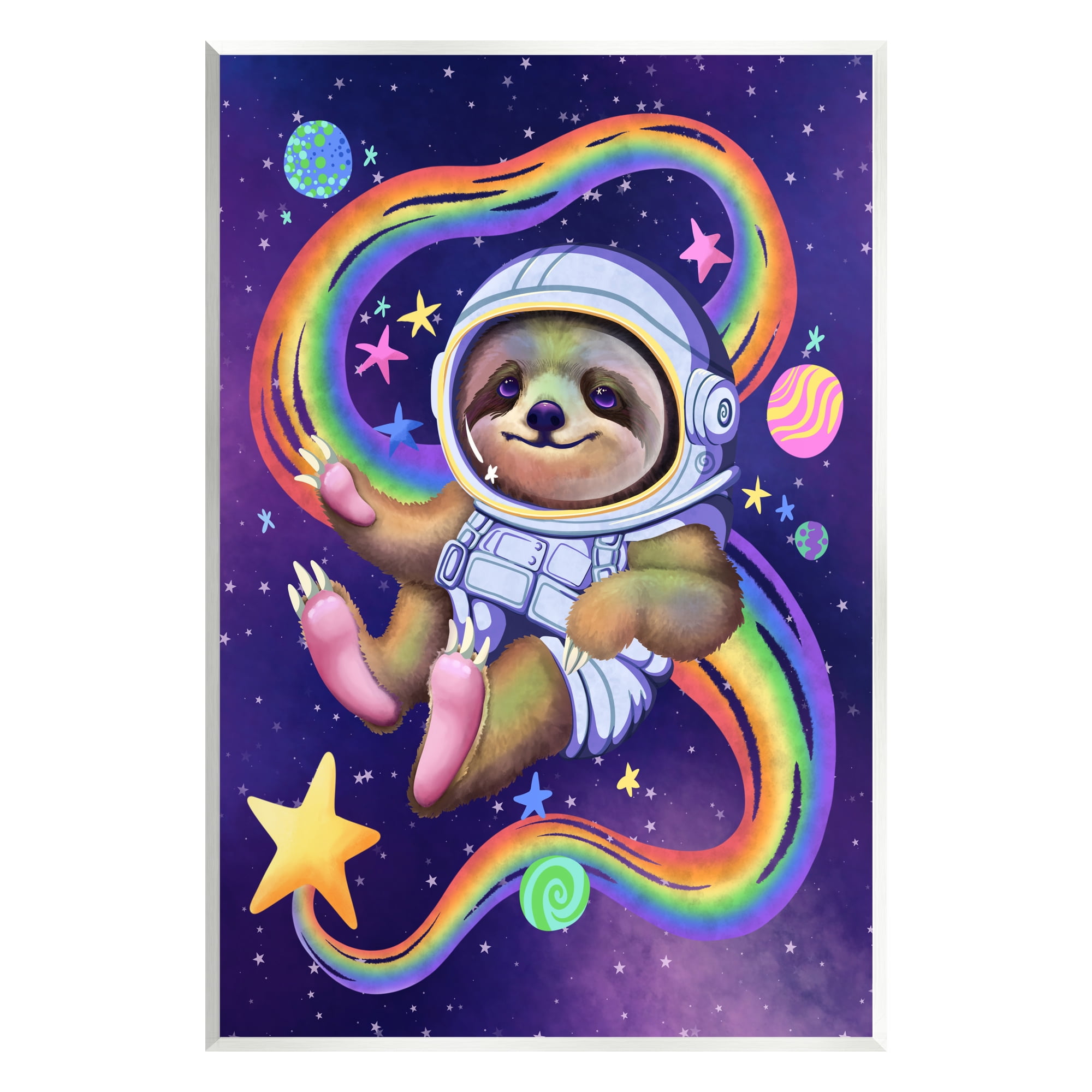 Stupell Industries Sloth in Outer Space Animals & Insects Painting Unframed Art Print Wall Art, 13 x 19