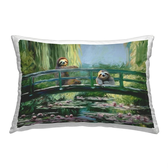 Stupell Industries Sloths on River Bridge Decorative Printed Throw Pillow, 14 x 20