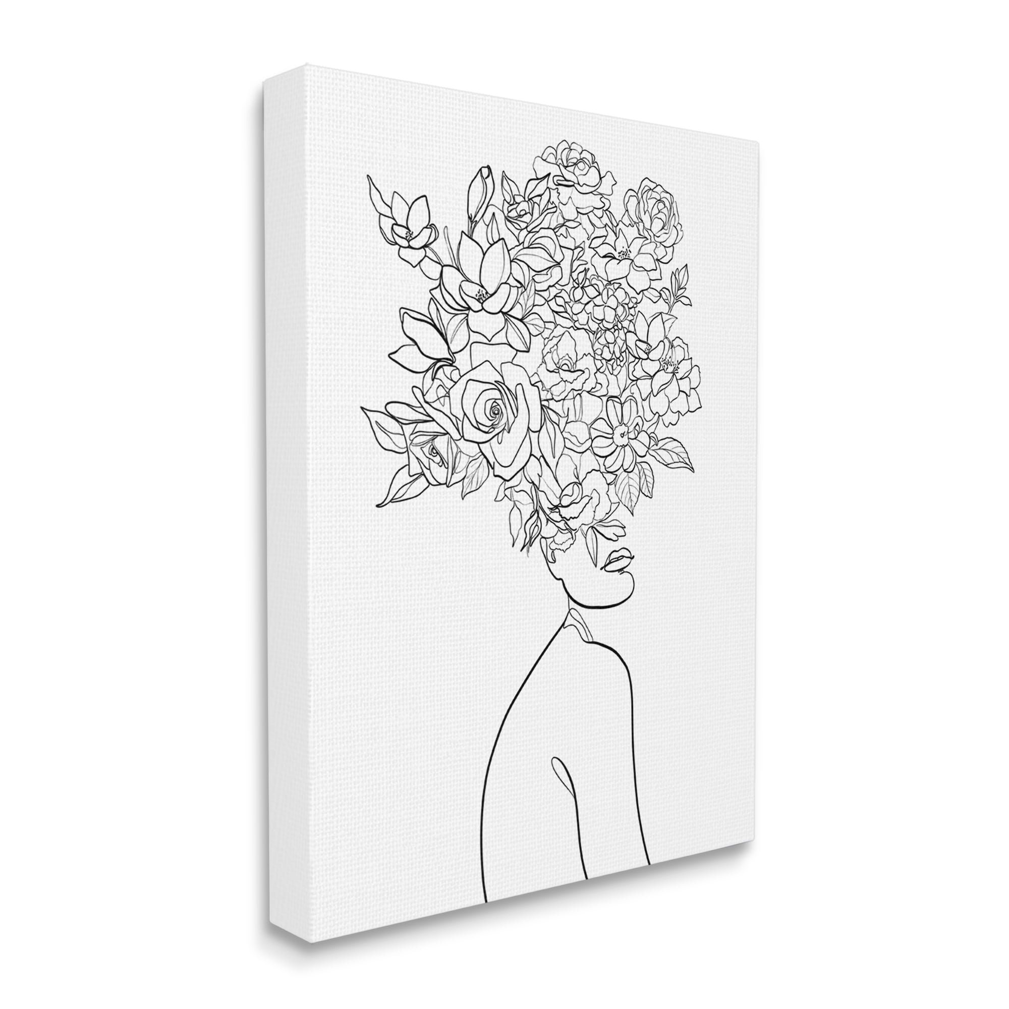 Stupell Industries Slouching Woman Elegant Bouquet Hair Minimal Linework, 16 x 20, Designed by Ros Ruseva