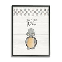 Stupell Industries Slow And Steady Wins Turtle Graphic Art Black Framed Art Print Wall Art, 24x30, by Jo Moulton