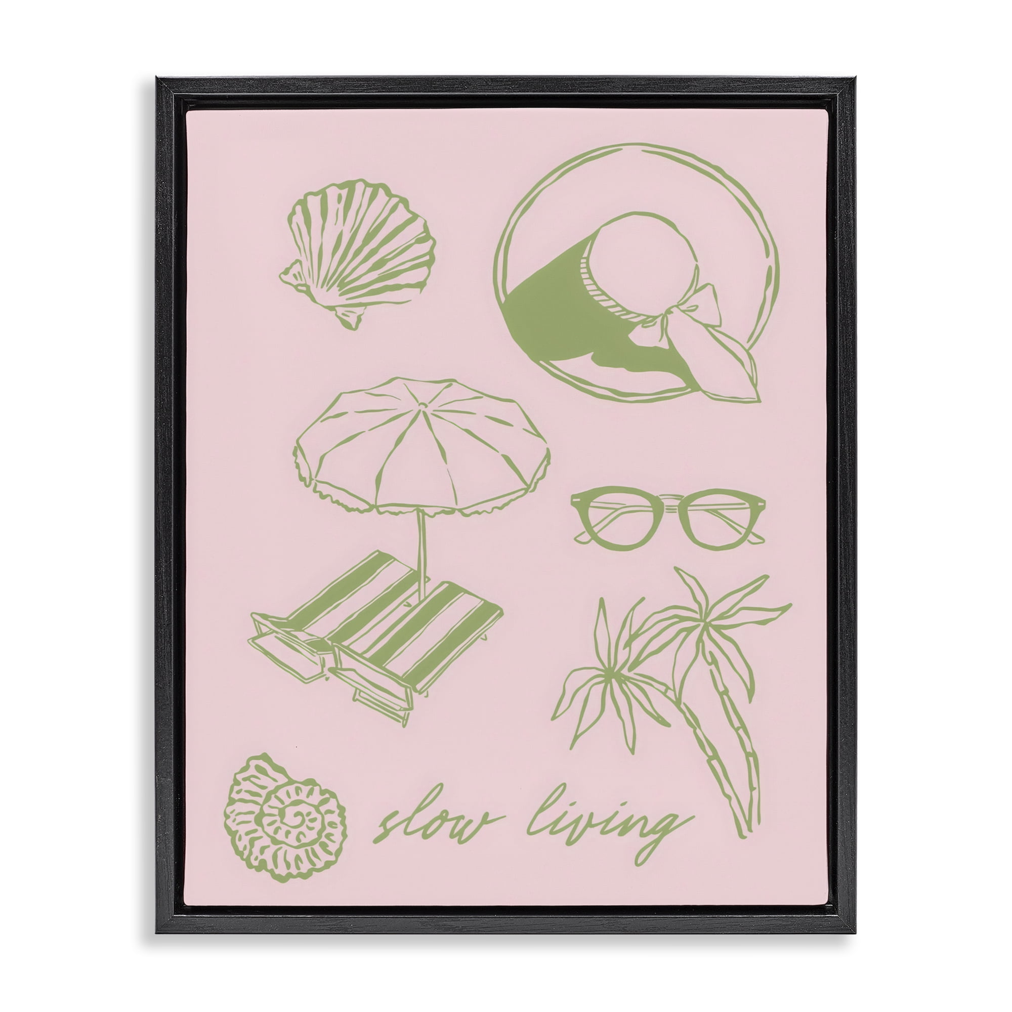 Stupell Industries Slow Beach Living Black Framed Floater Canvas Wall Art, design by The Prints Vibe