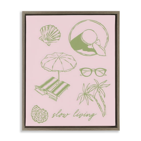 Stupell Industries Coastal Slow Beach Living Brown Floating Frame Canvas Art, 25 x 31, by The Prints Vibe