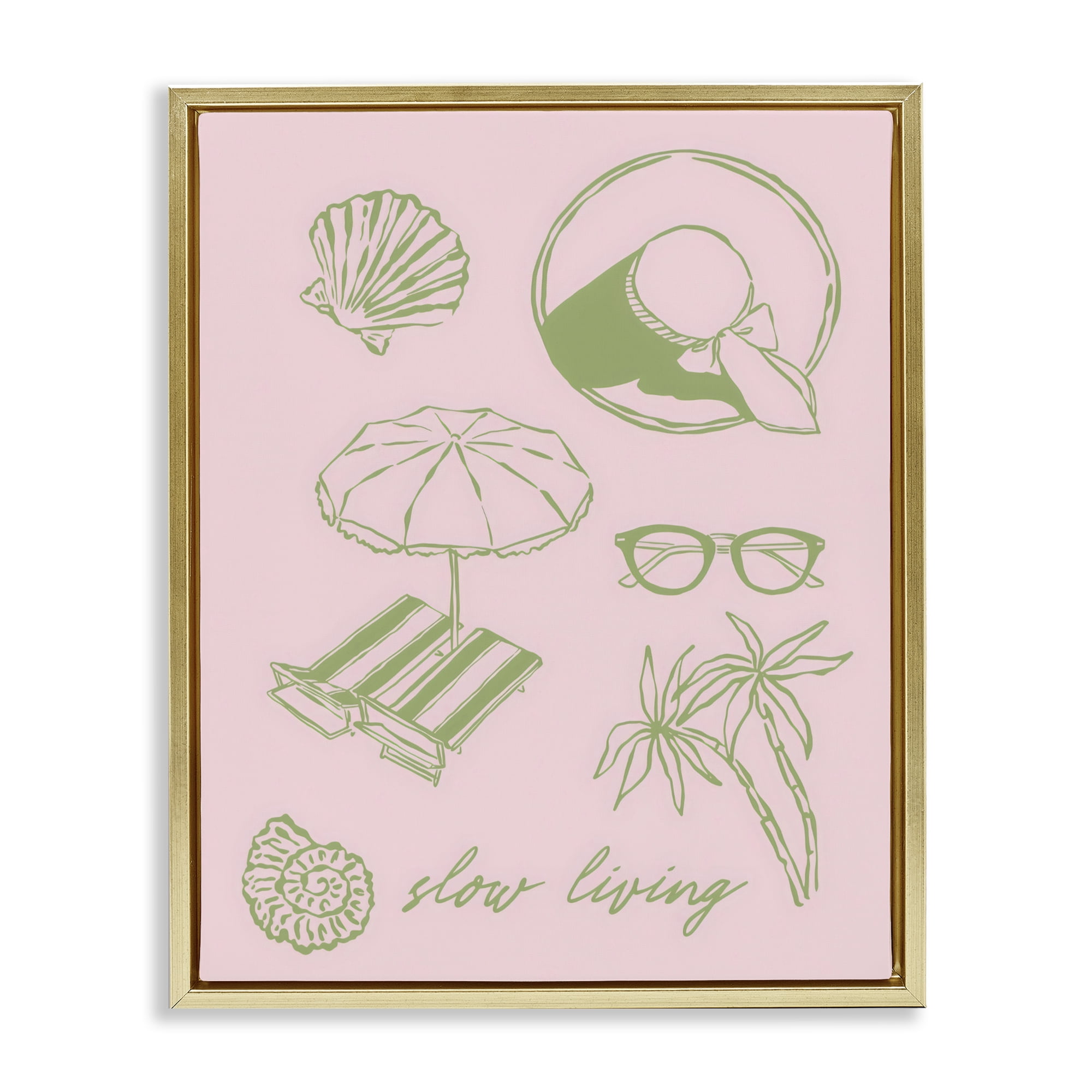 Stupell Industries Slow Beach Living Gold Framed Floater Canvas Wall Art, design by The Prints Vibe