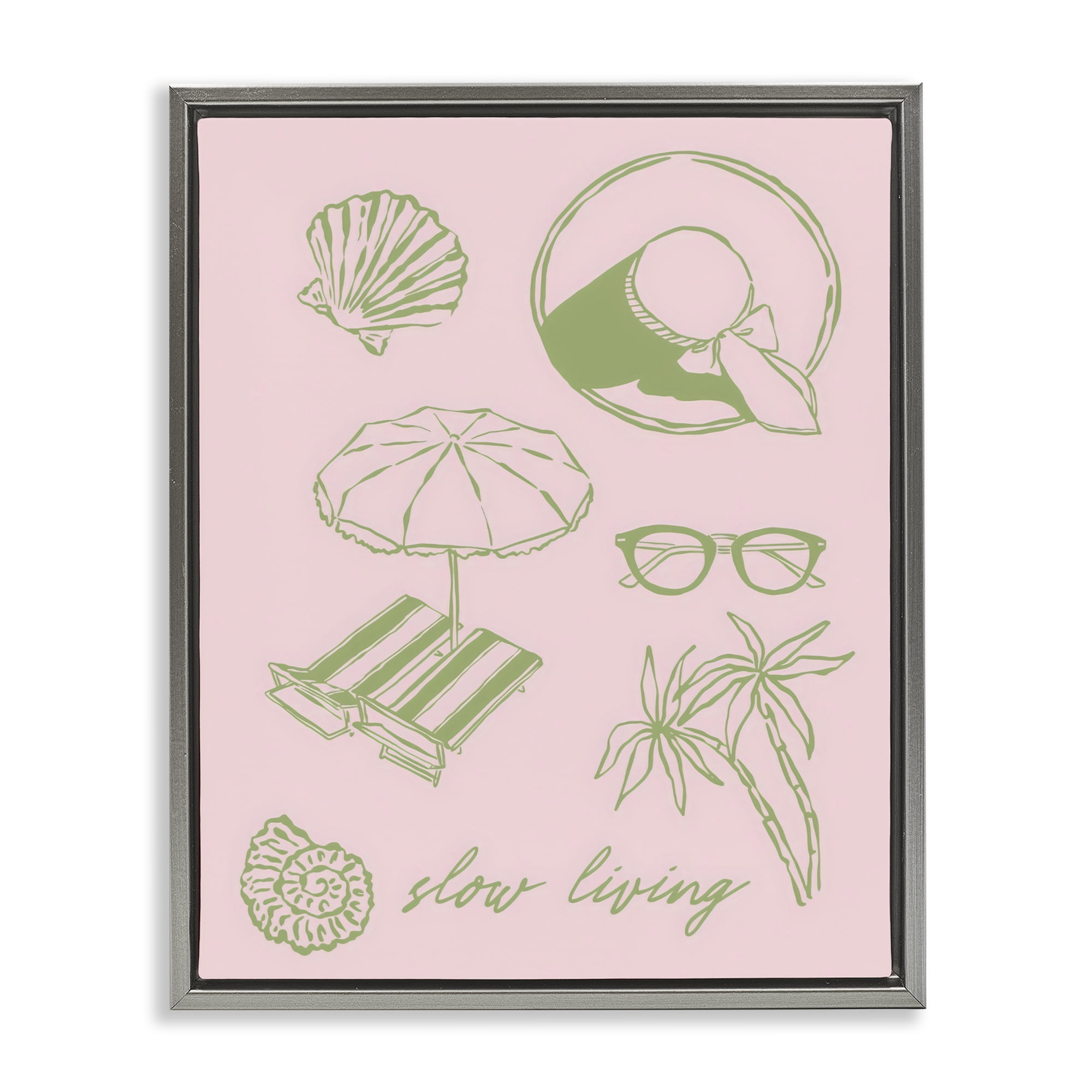 Stupell Industries Slow Beach Living Gray Framed Floater Canvas Wall Art, design by The Prints Vibe
