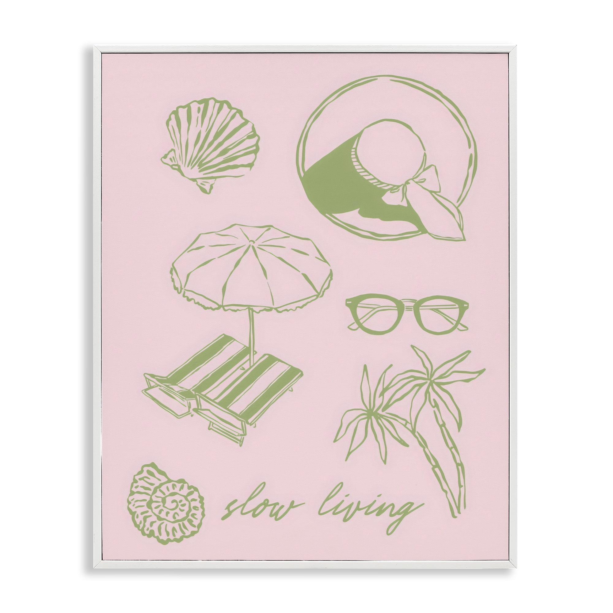Stupell Industries Slow Beach Living White Framed Giclee Art, design by The Prints Vibe
