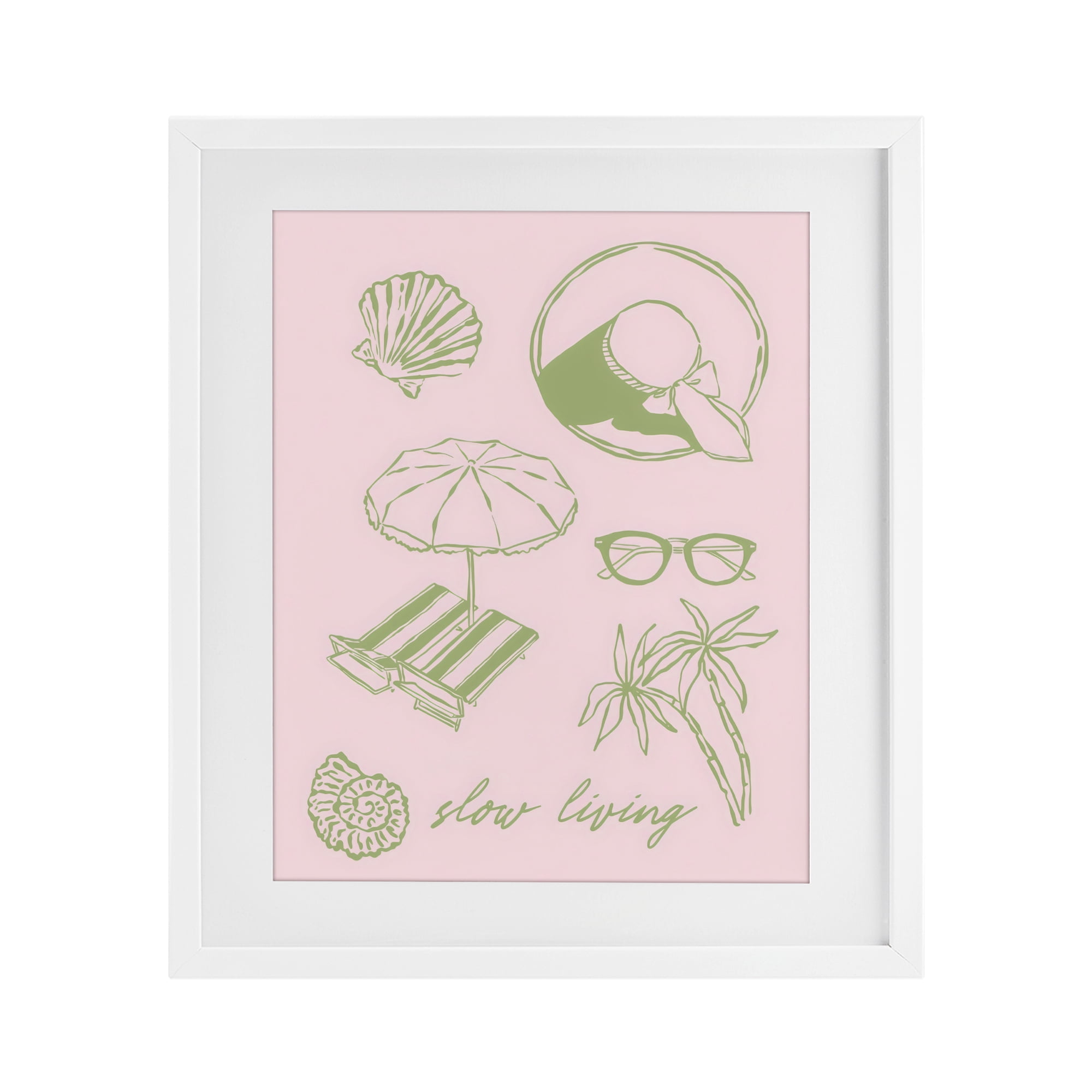 Stupell Industries Slow Beach Living White Framed Print Under Glass, design by The Prints Vibe