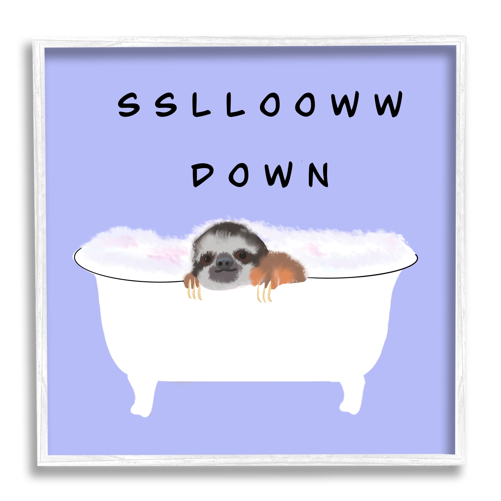 Stupell Industries Slow Down Baby Sloth Bubble Bath Lavender Purple, 12 x 12, Design by Ashley Singleton