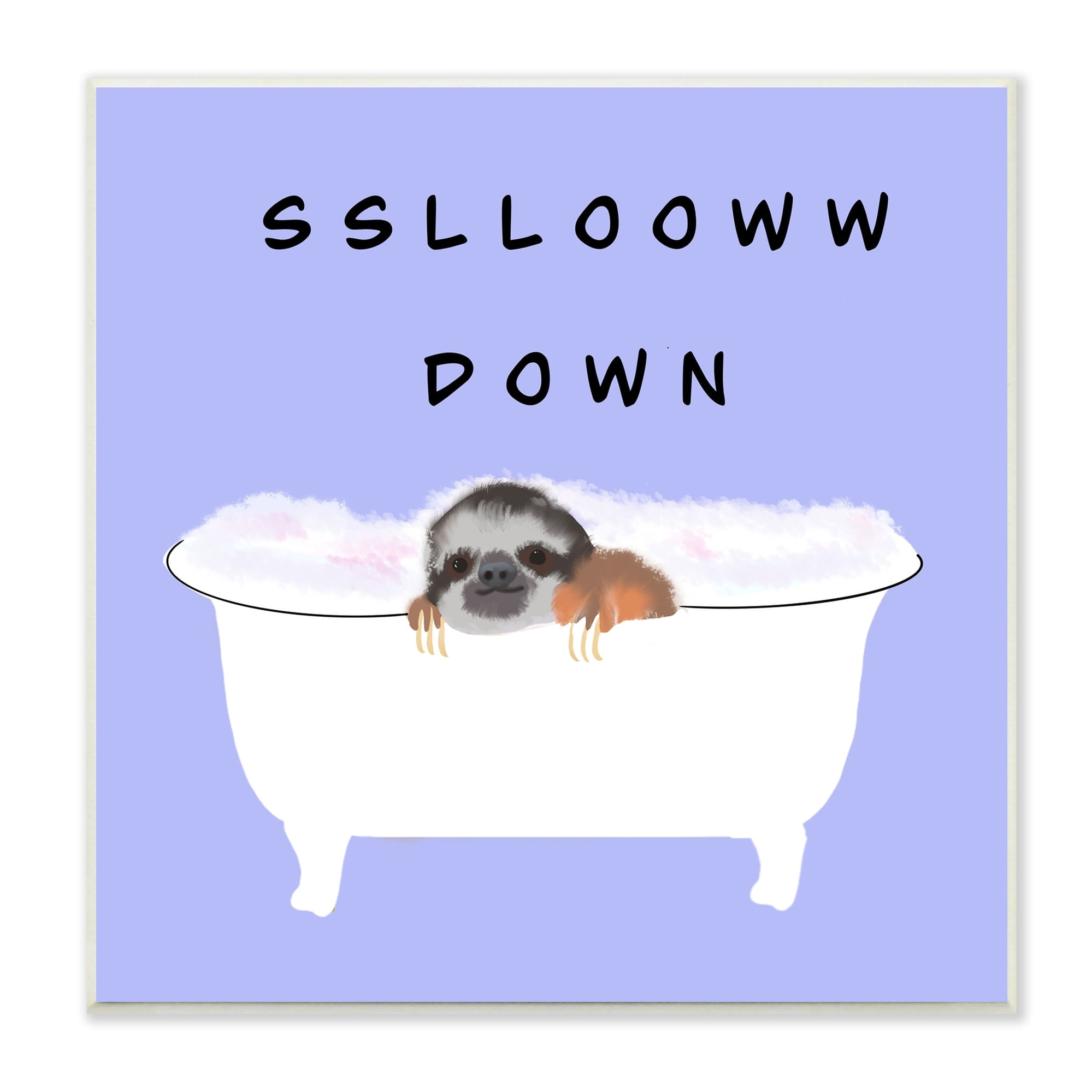 Stupell Industries Slow Down Baby Sloth Bubble Bath Lavender Purple, 12 x 12, Design by Ashley Singleton