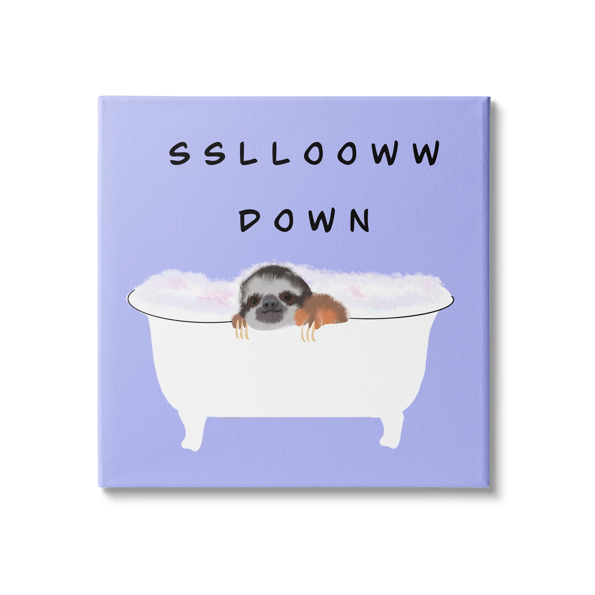 Stupell Industries Slow Down Baby Sloth Bubble Bath Lavender Purple, 24 x 24, Design by Ashley Singleton