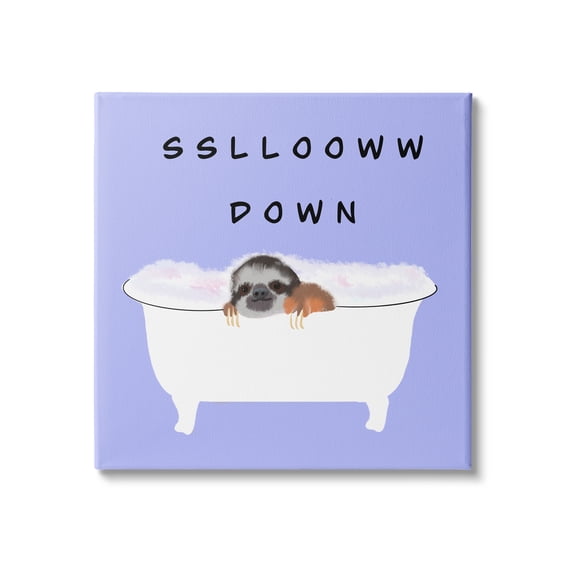 Stupell Industries Slow Down Baby Sloth Bubble Bath Lavender Purple, 36 x 36, Design by Ashley Singleton