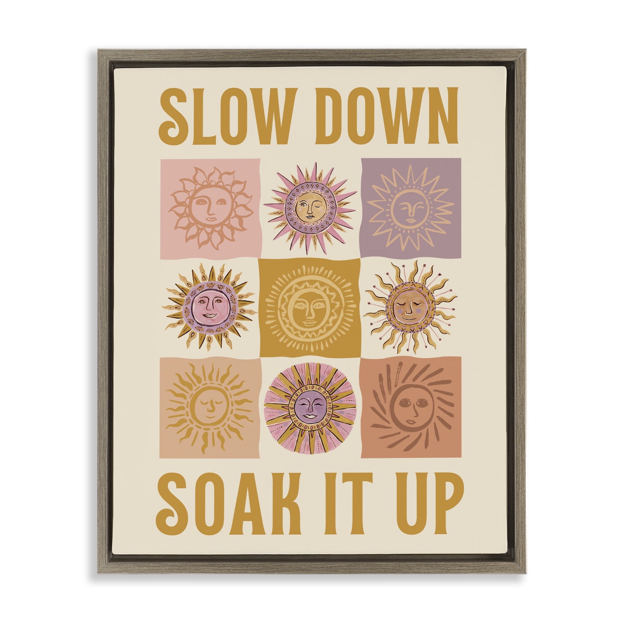 Stupell Industries Slow Down Soak It Up Brown Framed Floater Canvas Wall Art, design by Two If By Sea Studios