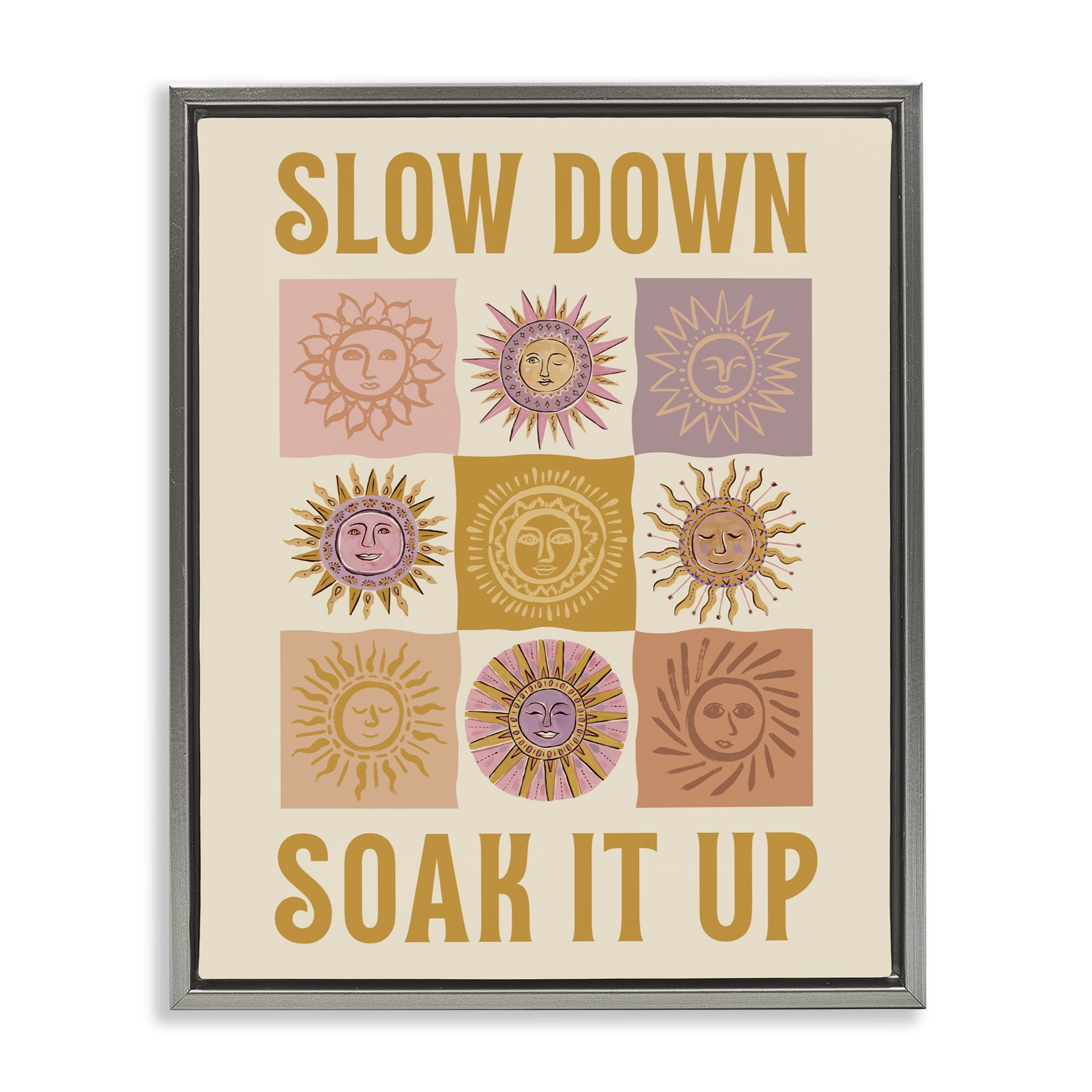 Stupell Industries Slow Down Soak It Up Gray Framed Floater Canvas Wall Art, design by Two If By Sea Studios