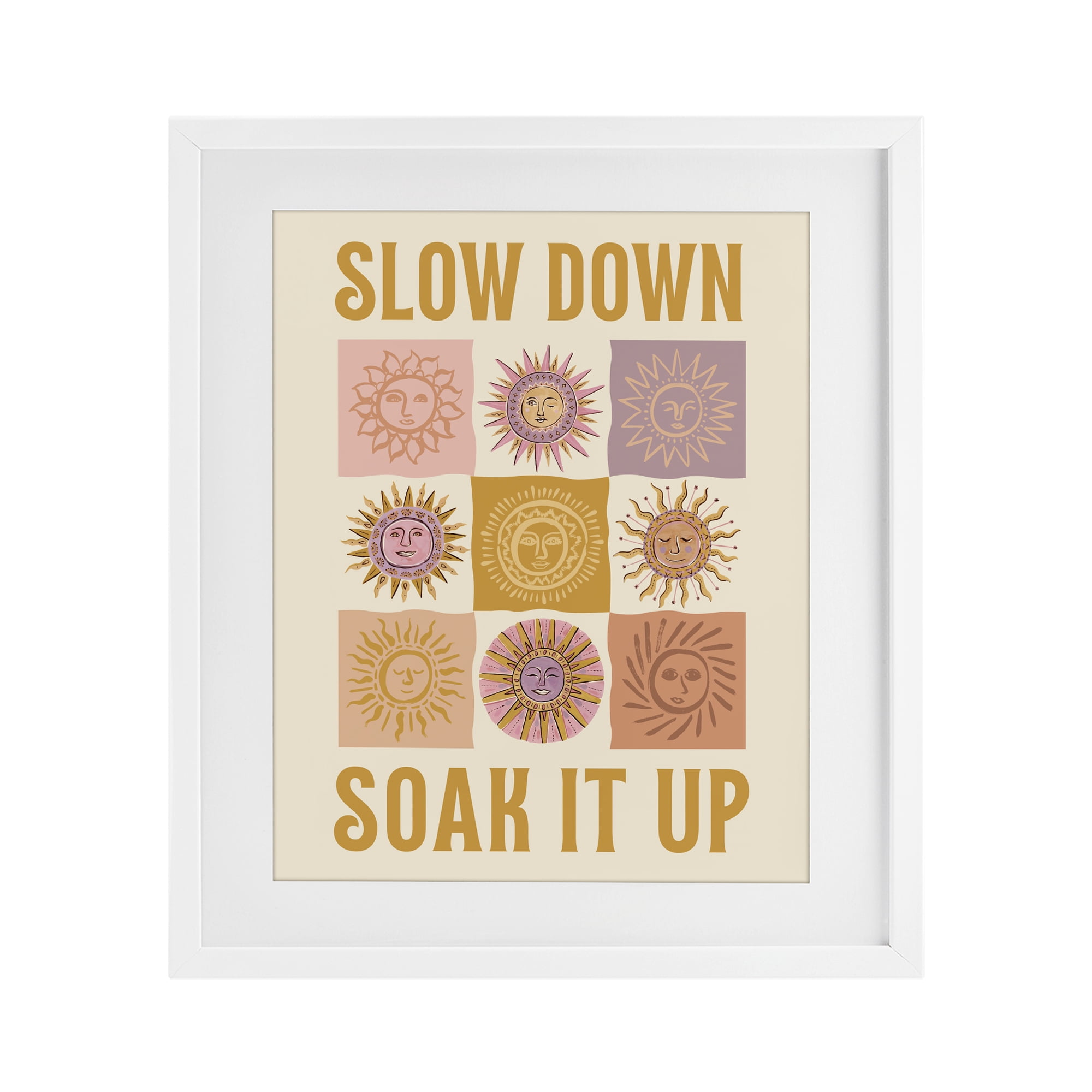 Stupell Industries Slow Down Soak It Up White Framed Print Under Glass, design by Two If By Sea Studios