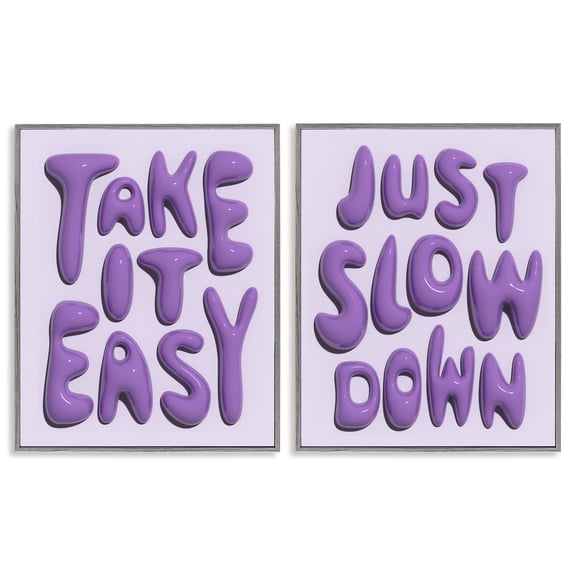 Stupell Industries Slow Down Take It Easy Text & Numbers Painting Gray Framed Art Print Wall Art, 11 x 14, Set of 2