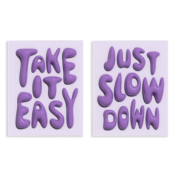 Stupell Industries Slow Down Take It Easy Text & Numbers Painting Unframed Art Print Wall Art, 11 x 14, Set of 2