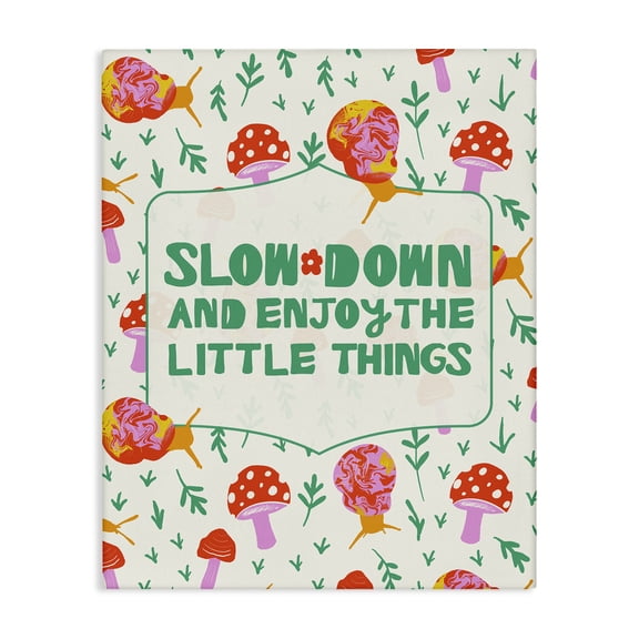 Stupell Industries Slow Down and Enjoy Snails Quotes and Sayings Painting Wrapped Canvas Canvas Art Print Wall Art, 16 x 20