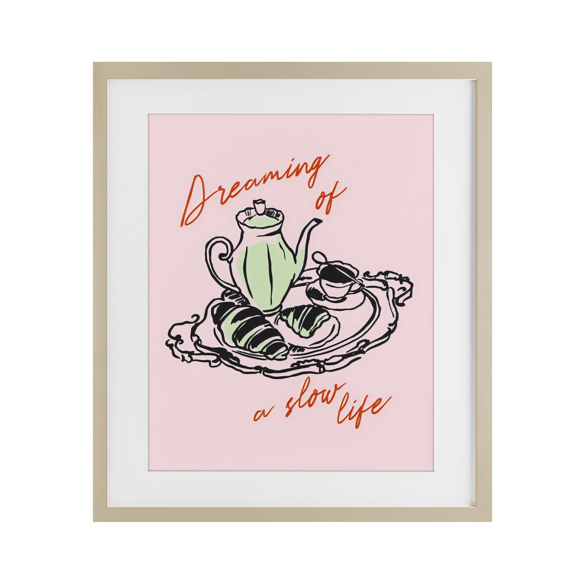 Stupell Industries Slow Life Tea Platter Birch Framed Print Under Glass, design by The Prints Vibe
