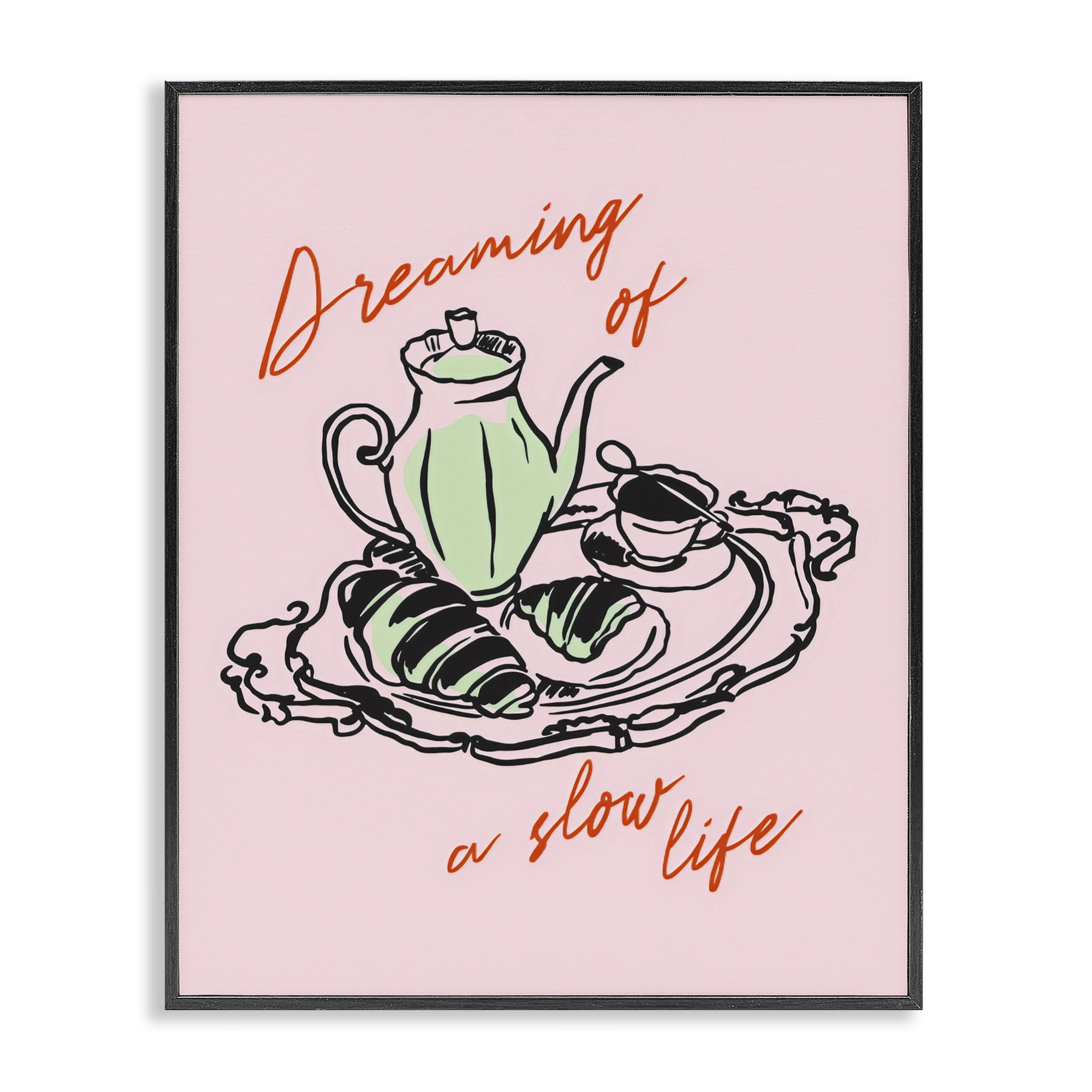 Stupell Industries Slow Life Tea Platter Black Framed Giclee Art, design by The Prints Vibe