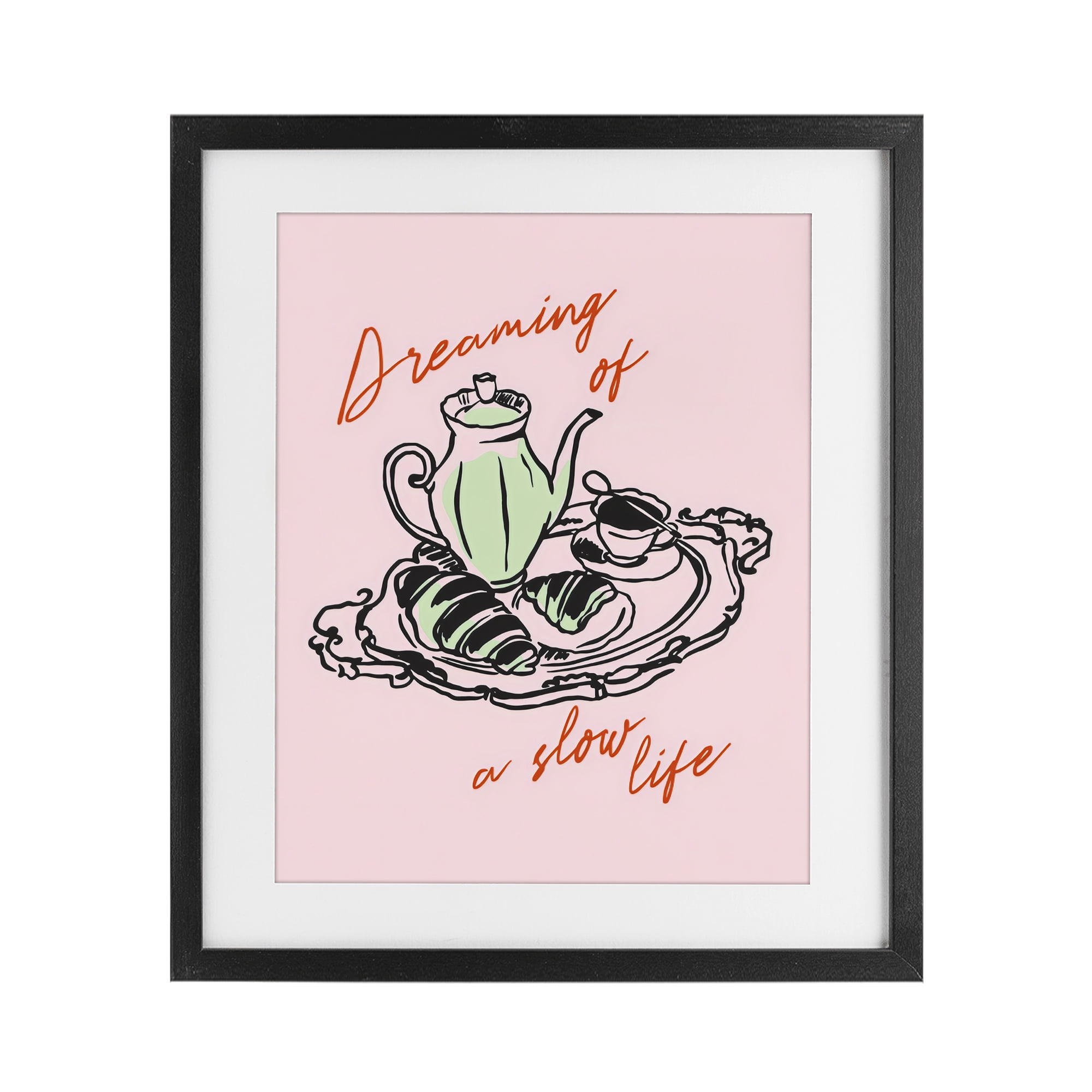 Stupell Industries Slow Life Tea Platter Black Framed Print Under Glass, design by The Prints Vibe