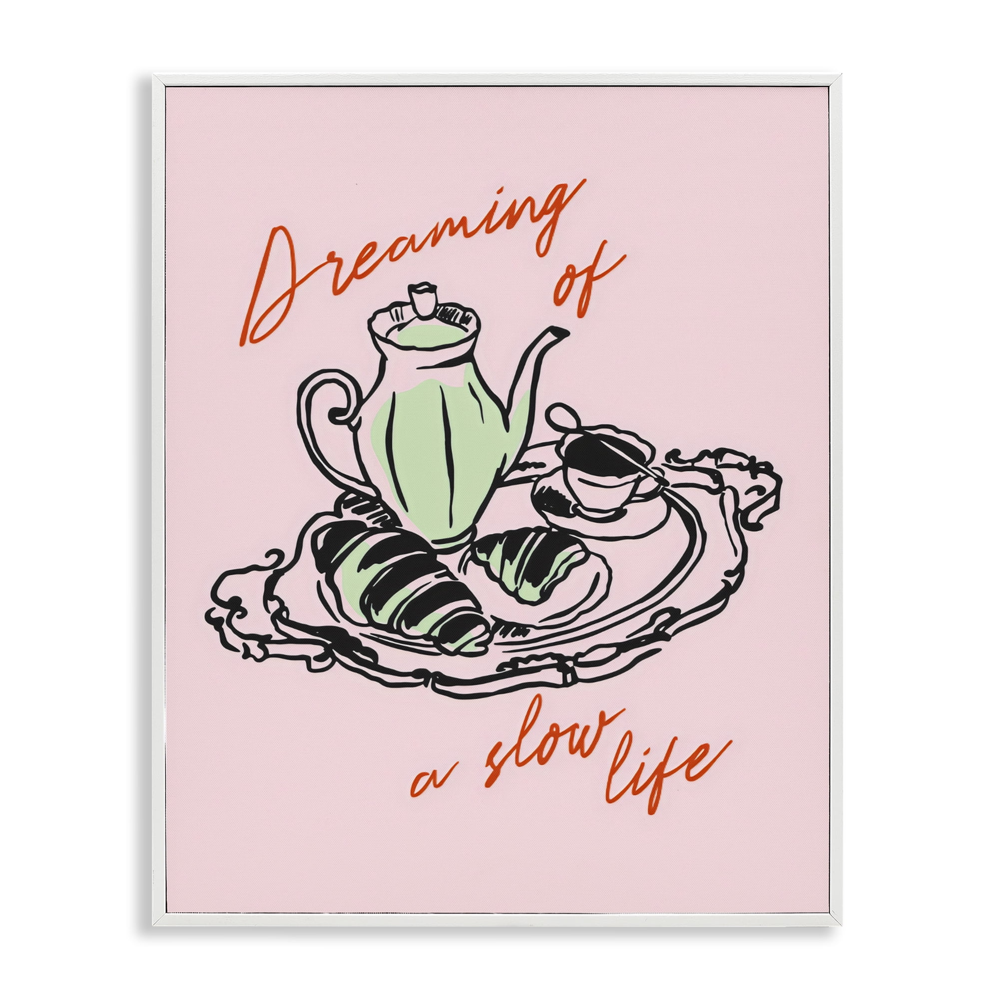 Stupell Industries Slow Life Tea Platter White Framed Giclee Art, design by The Prints Vibe