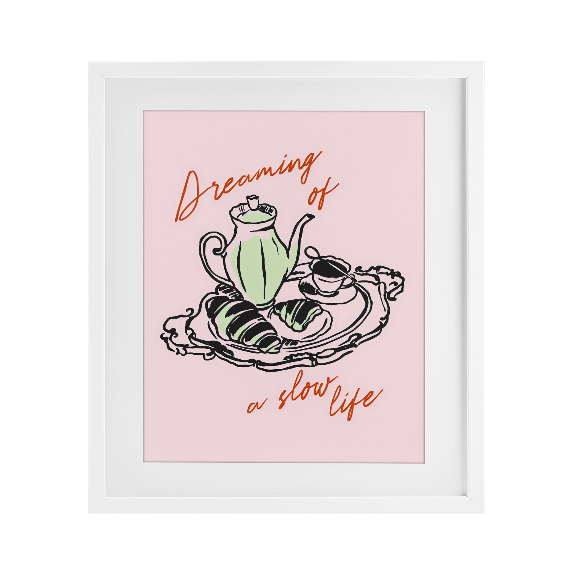 Stupell Industries Slow Life Tea Platter White Framed Print Under Glass, design by The Prints Vibe