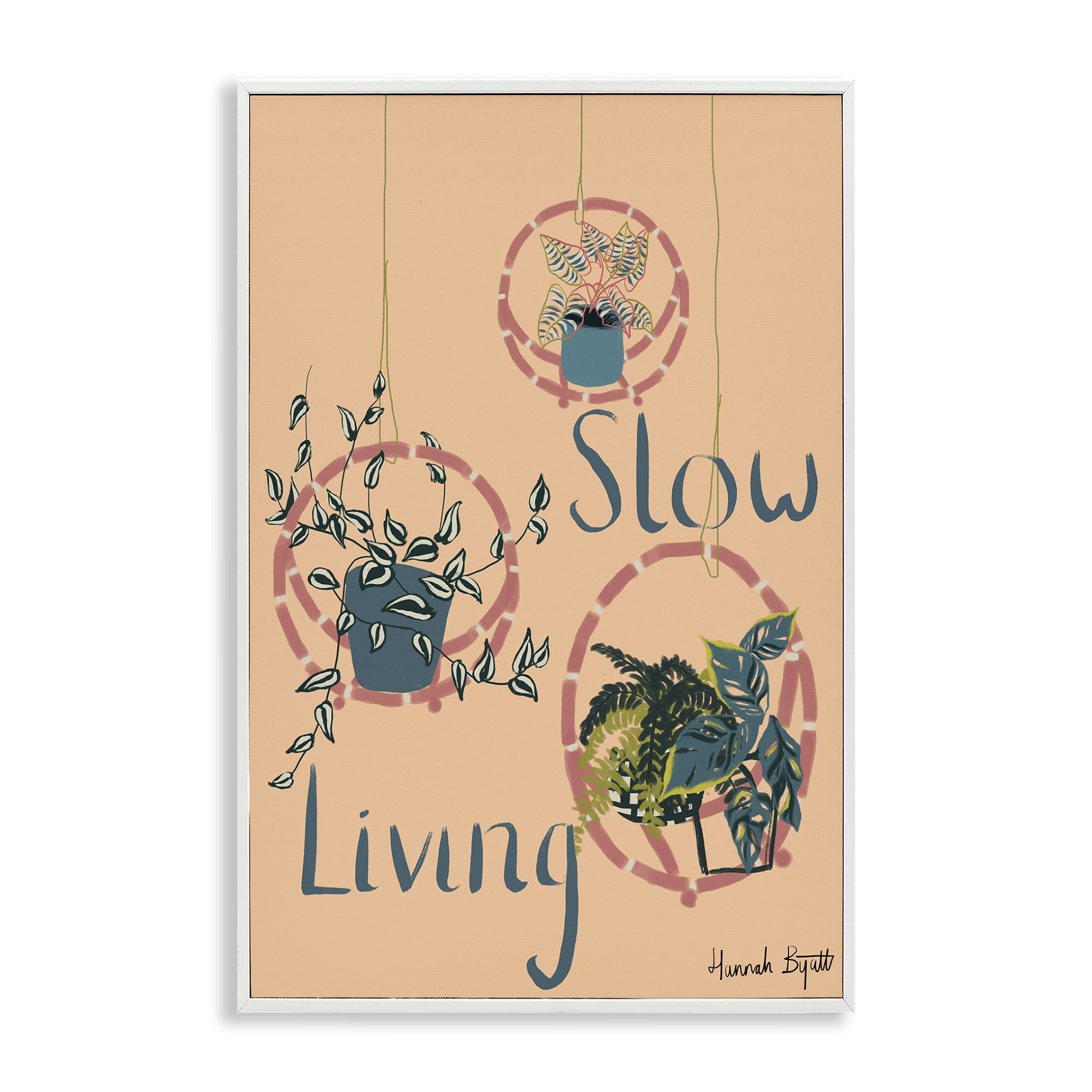 Stupell Industries Slow Living & Plants Plants & Flowers Painting White Framed Art Print Wall Art, 16 x 24
