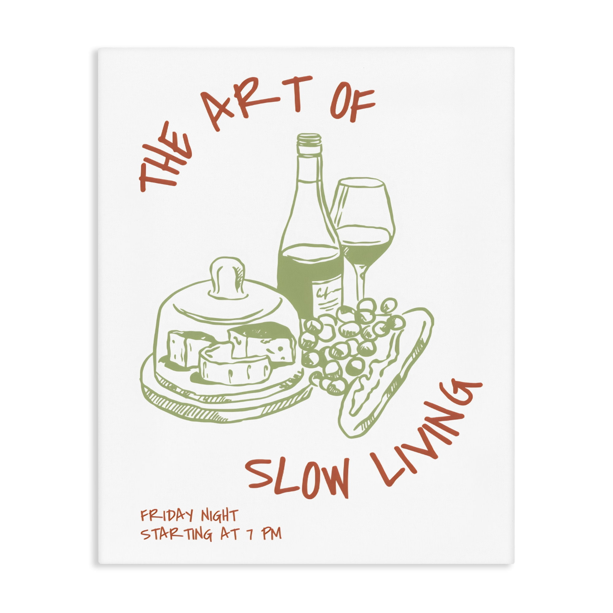 Stupell Industries Slow Living Wine & Cheese Canvas Wall Art, design by The Prints Vibe