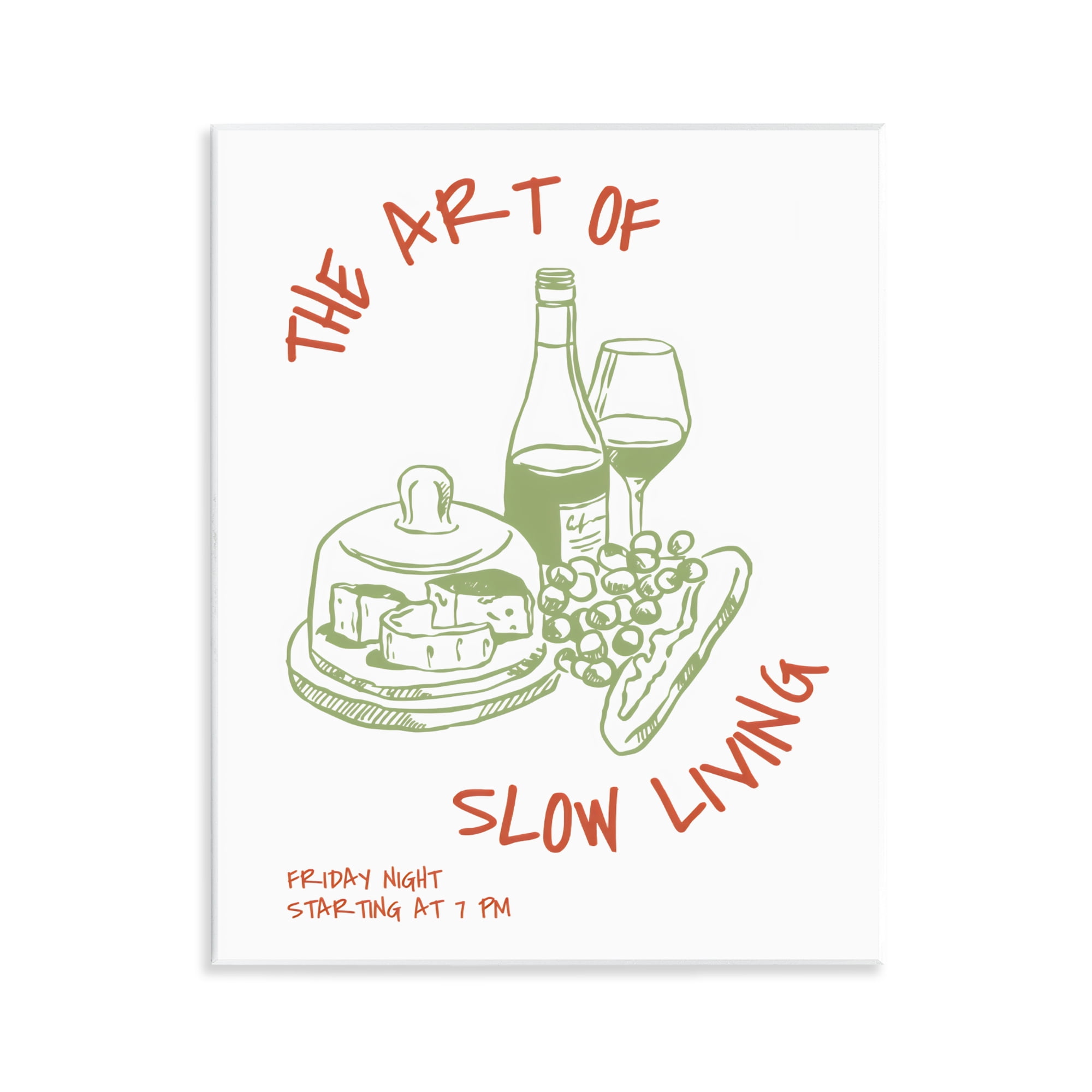 Stupell Industries Slow Living Wine & Cheese Wall Plaque Art, design by The Prints Vibe