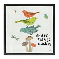 Stupell Industries Small Wonders Phrase Animals Painting Black Floater Framed Canvas Art Print Wall Art, 18 x 18
