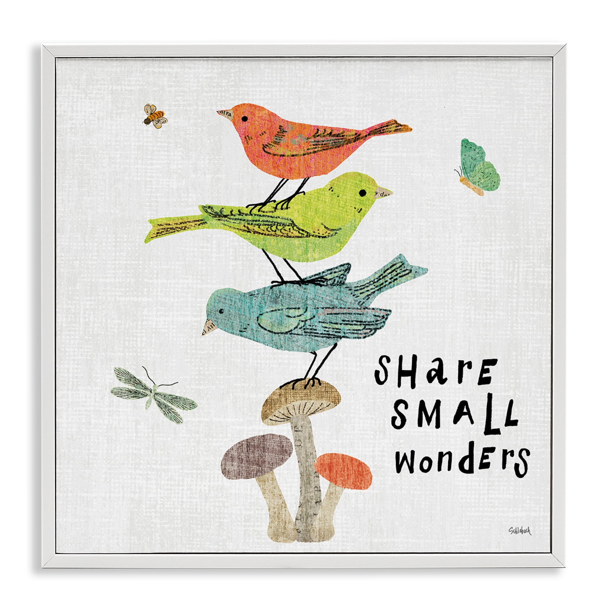 Stupell Industries Small Wonders Phrase Animals Painting White Framed Art Print Wall Art, 24 x 24