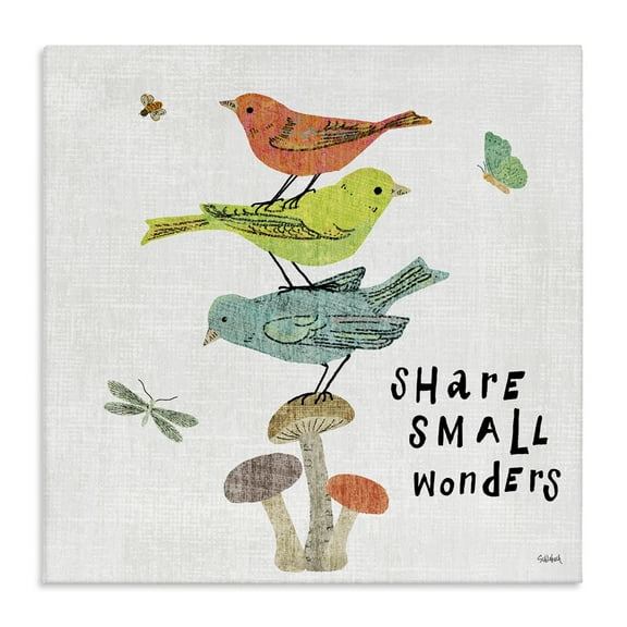 Stupell Industries Small Wonders Phrase Animals Painting Wrapped Canvas Art Print Wall Art, 17 x 17