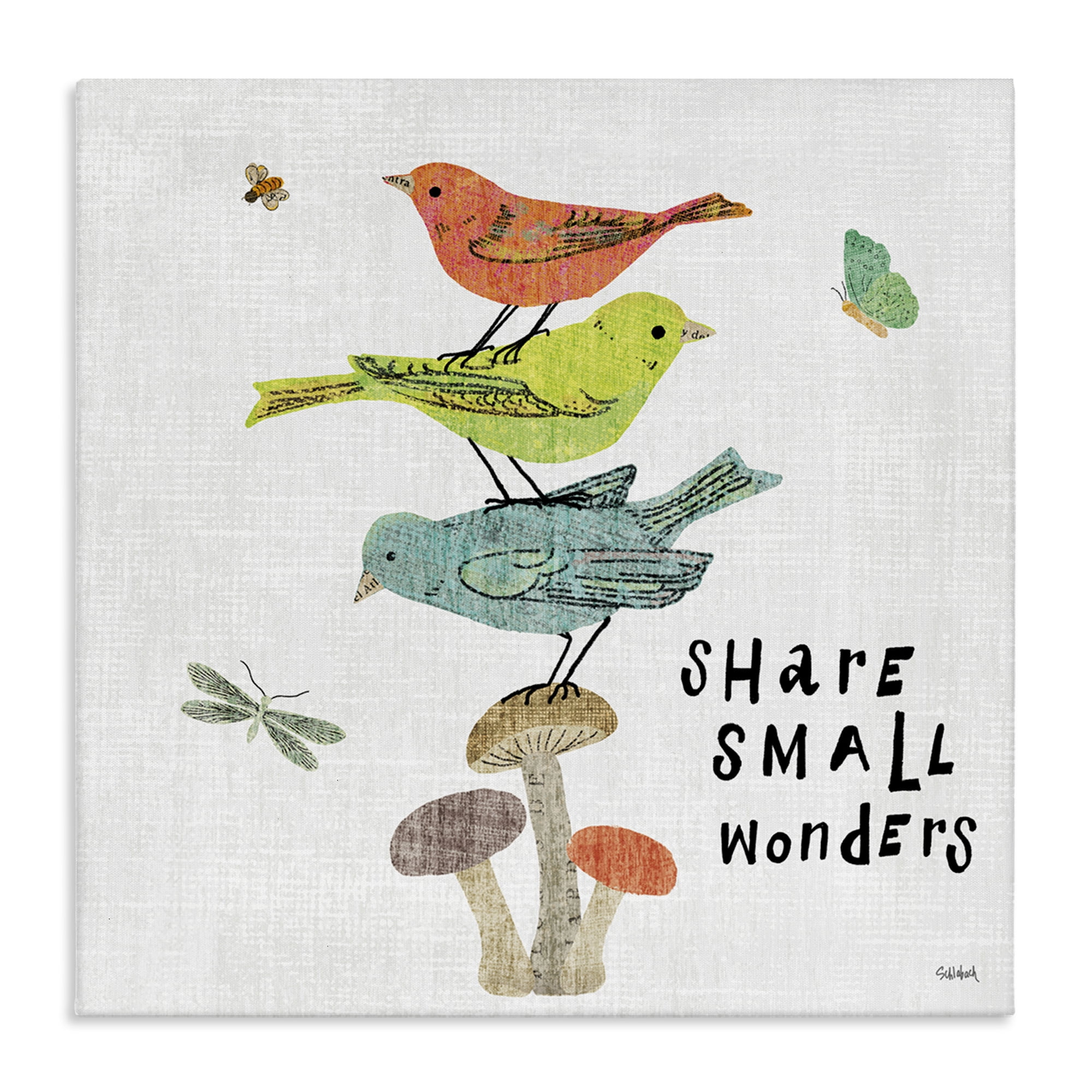 Stupell Industries Small Wonders Phrase Animals Painting Wrapped Canvas Art Print Wall Art, 36 x 36
