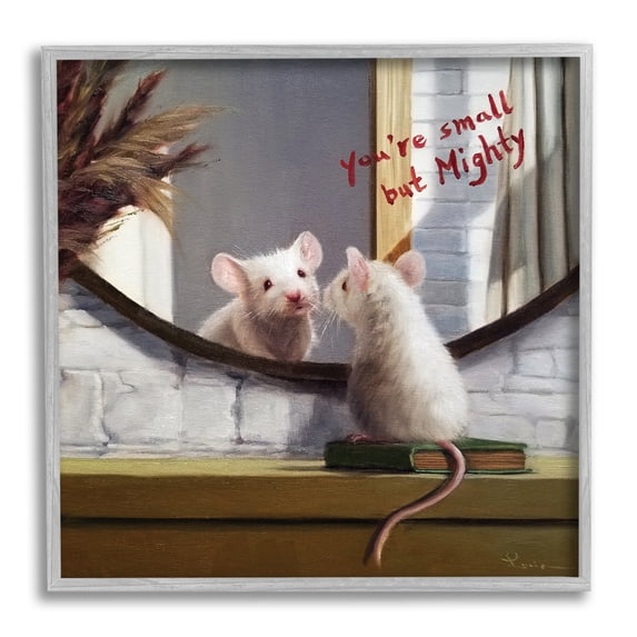 Stupell Industries Small but Mighty Sentiments Adorable Mouse in Mirror, 12 x 12, Designed by Lucia Heffernan